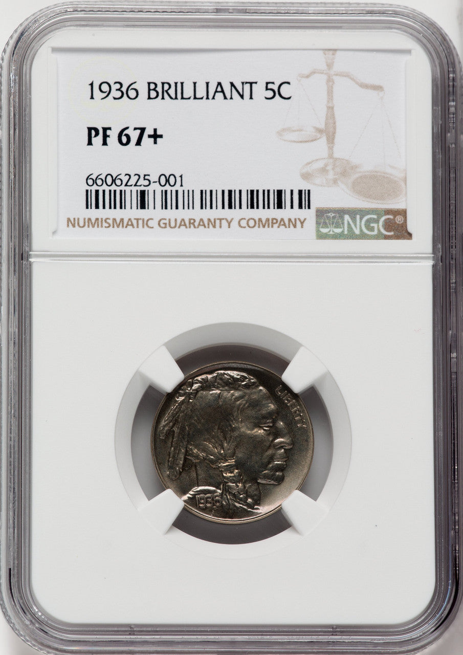 1936 5C Type Two Brilliant Proof Buffalo Nickel NGC PR67+