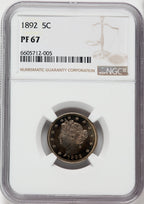 1892 5C Proof Liberty Nickel NGC PR67