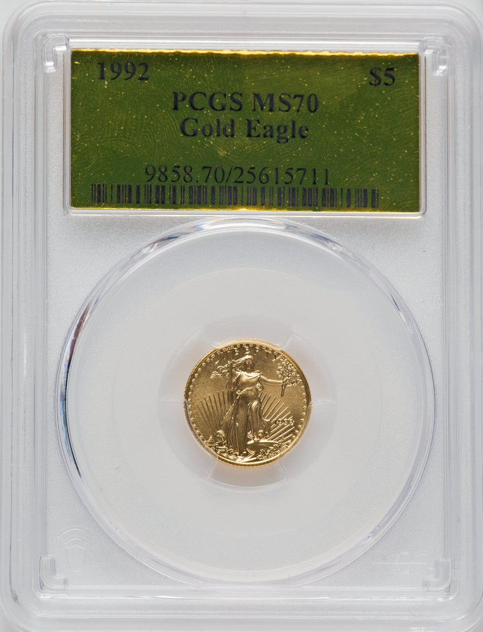 1992 $5 Tenth-Ounce Gold Eagle PCGS MS70
