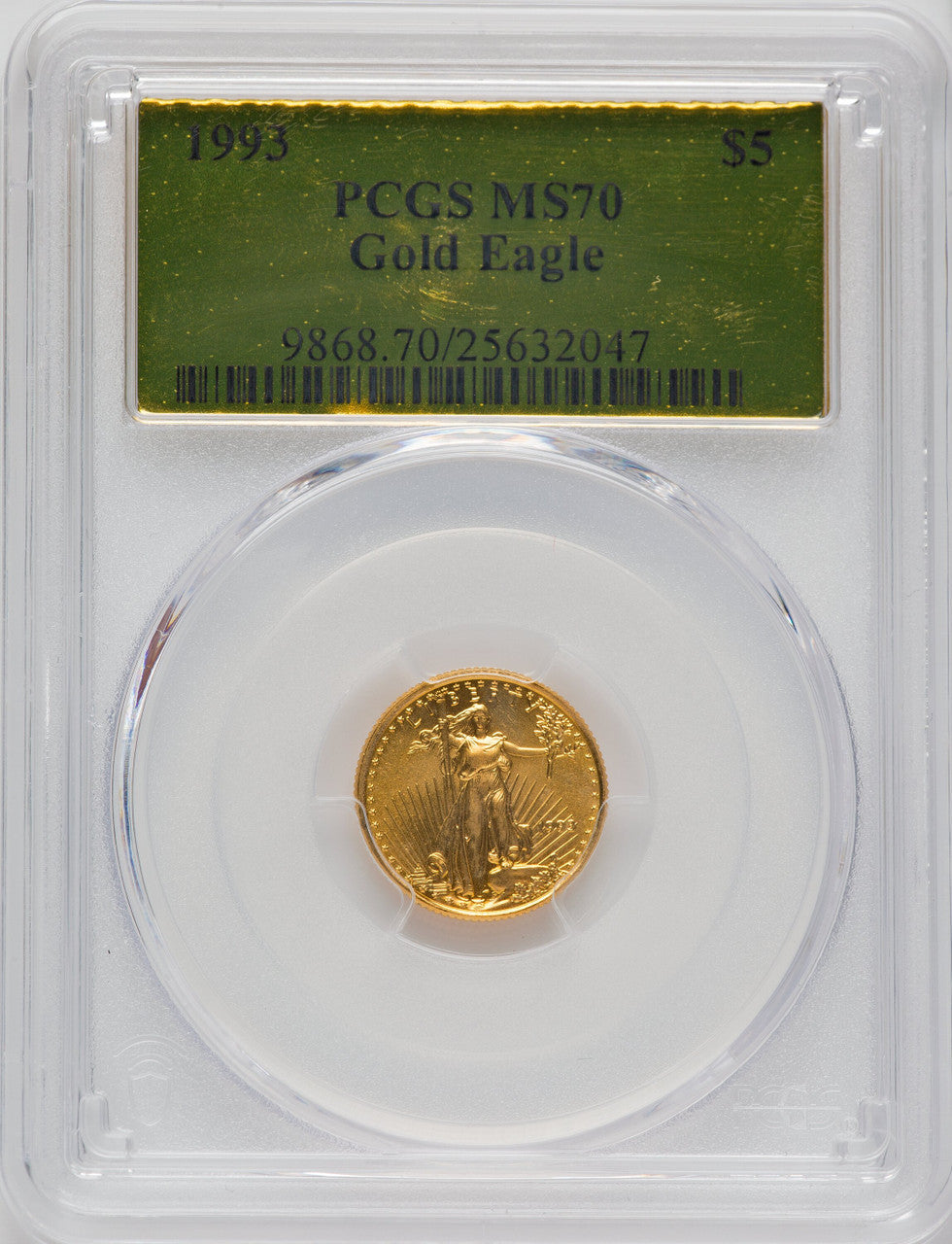 1993 $5 Tenth-Ounce Gold Eagle PCGS MS70