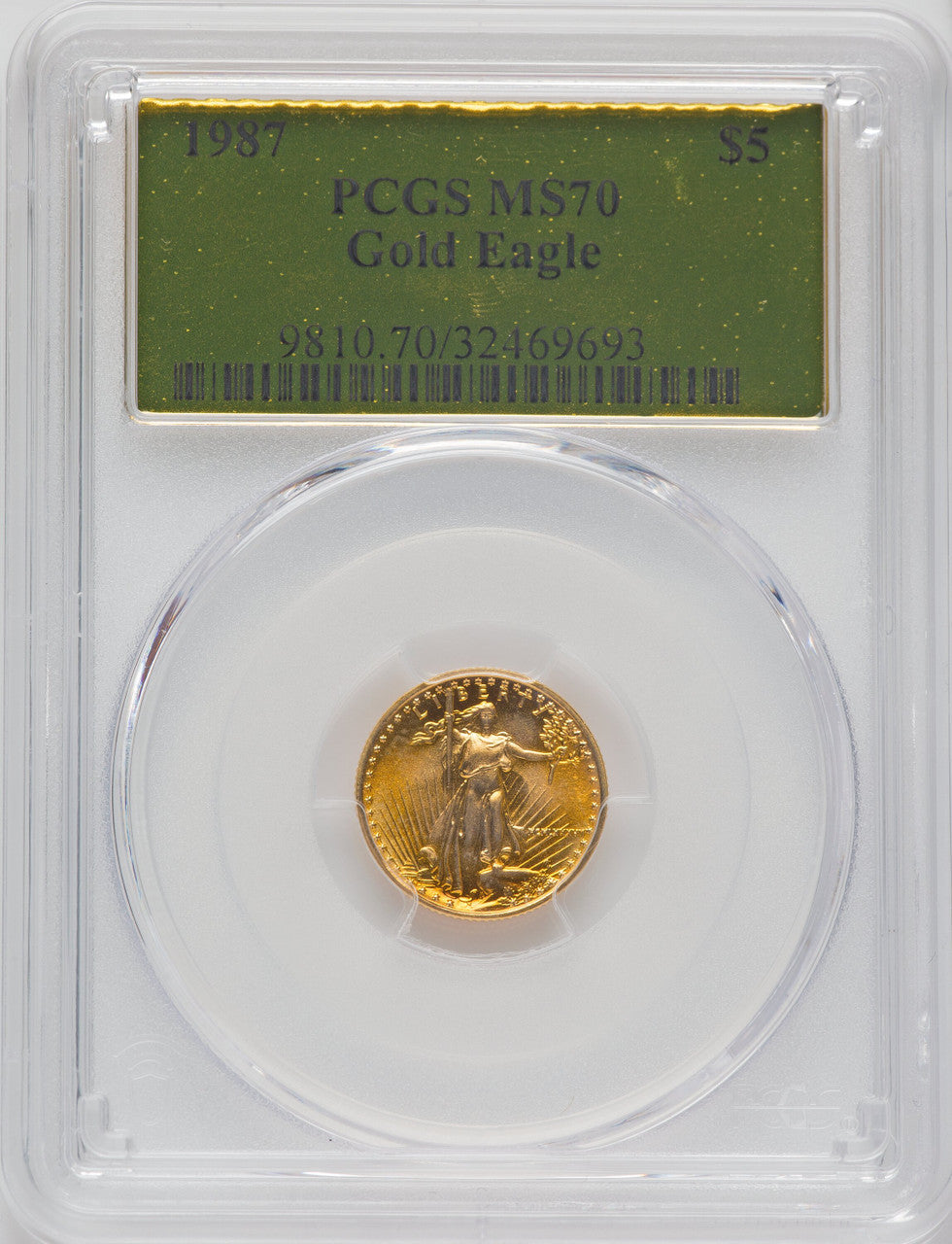 1987 $5 Tenth-Ounce Gold Eagle PCGS MS70