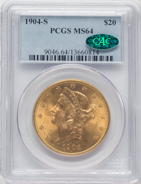 1904-S $20 CAC Liberty Double Eagle PCGS MS64