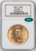 1923-D $20 CAC Saint-Gaudens Double Eagle NGC MS65