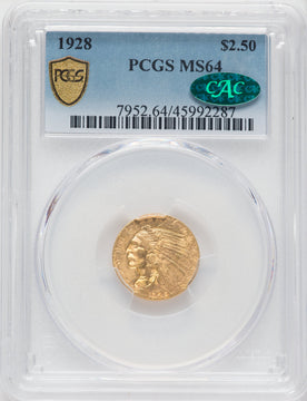 1928 $2.50 CAC Indian Quarter Eagle PCGS MS64