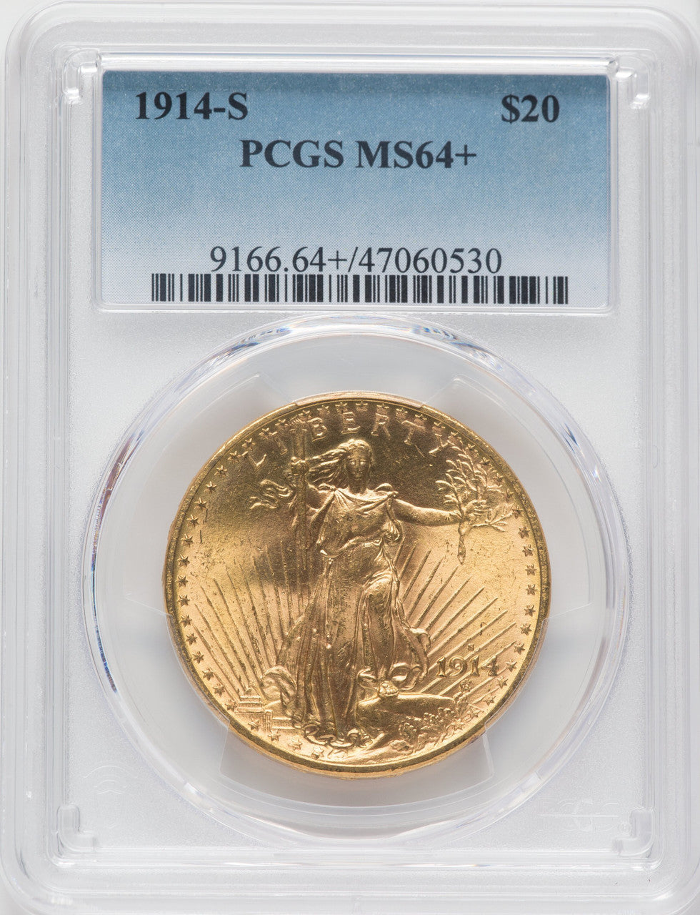 1914-S $20 Saint-Gaudens Double Eagle PCGS MS64+