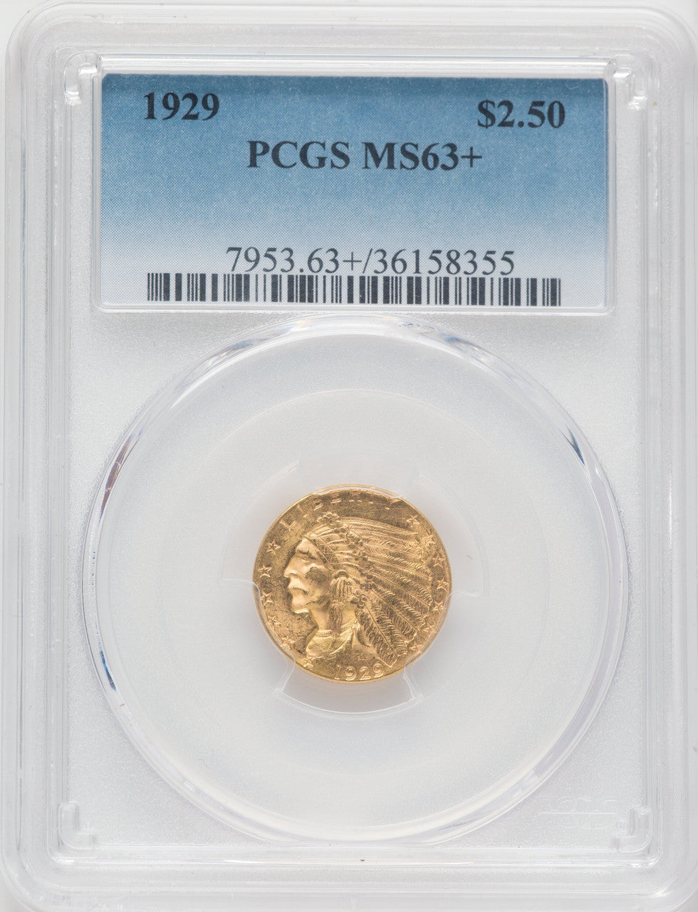 1929 $2.50 Indian Quarter Eagle PCGS MS63+