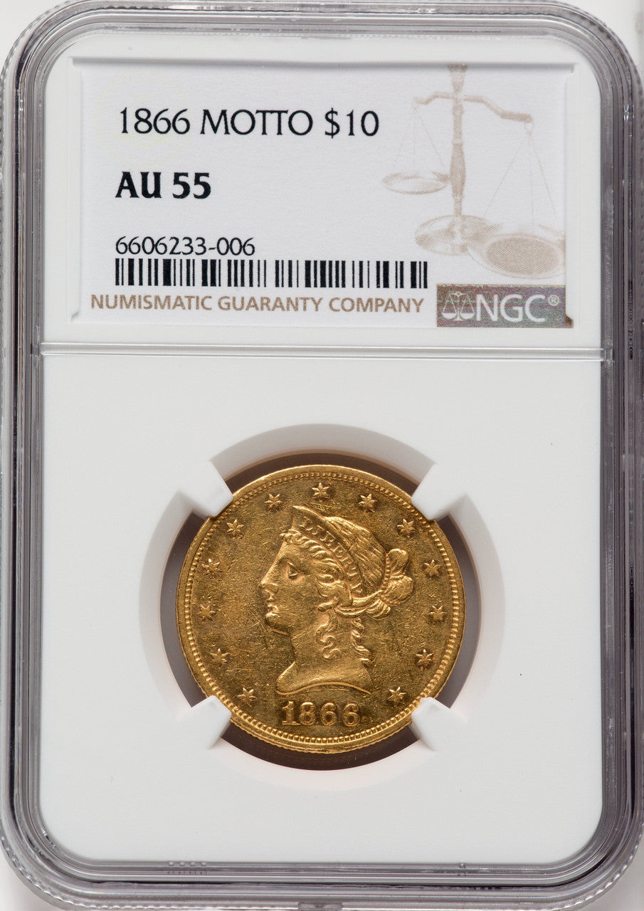 1866 $10 Liberty Eagle NGC AU55