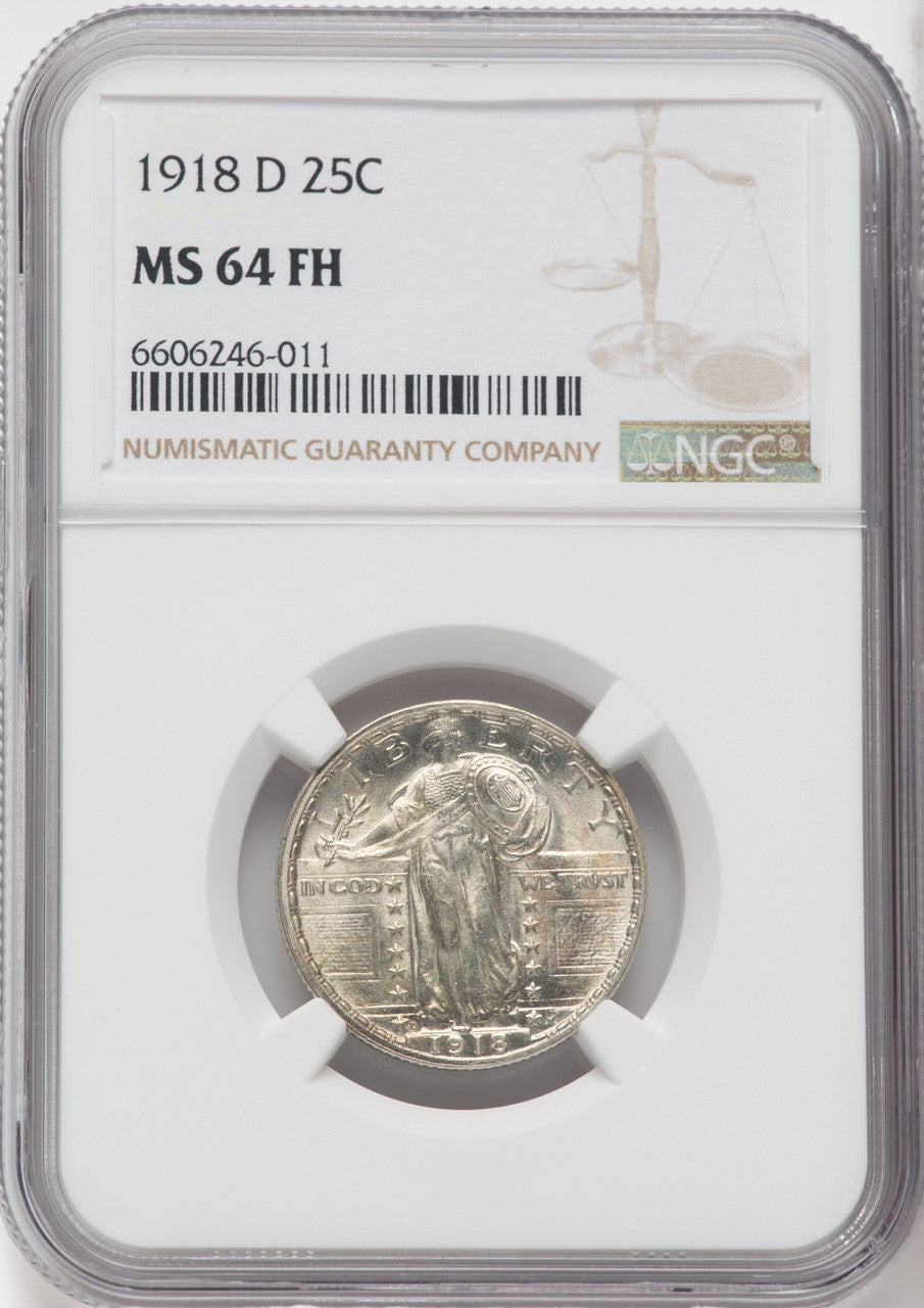 1918-D 25C FH Standing Liberty Quarter NGC MS64