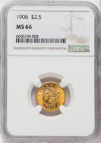 1906 $2.50 Liberty Quarter Eagle NGC MS66