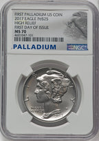 2017 $25 One Ounce Palladium First Day of Issue NGC MS70