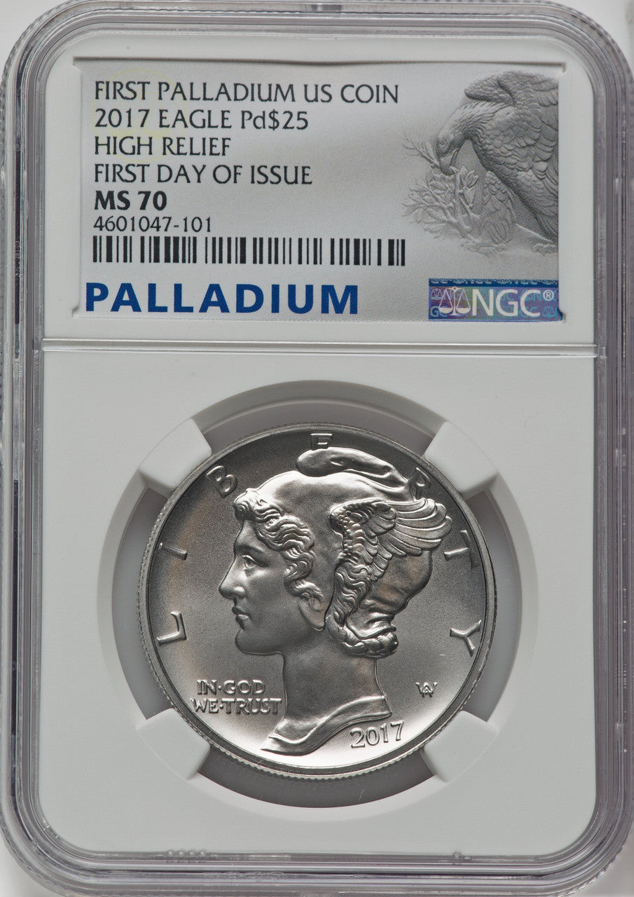 2017 $25 One Ounce Palladium First Day of Issue NGC MS70