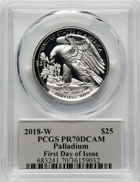 2018-W $25 Palladium First Day of Issue Cleveland Freedom PCGS PR70
