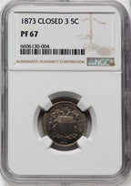 1873 Closed 3 Proof Shield Nickel NGC PR67