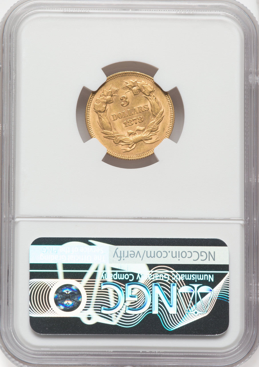 1878 $3 Three Dollar Gold Pieces NGC MS63