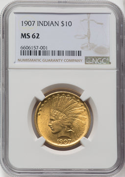 1907 $10 No Motto Indian Eagle NGC MS62