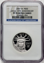2007-W $50 Half-Ounce Platinum Eagle 10th Anniversary NGC PF70
