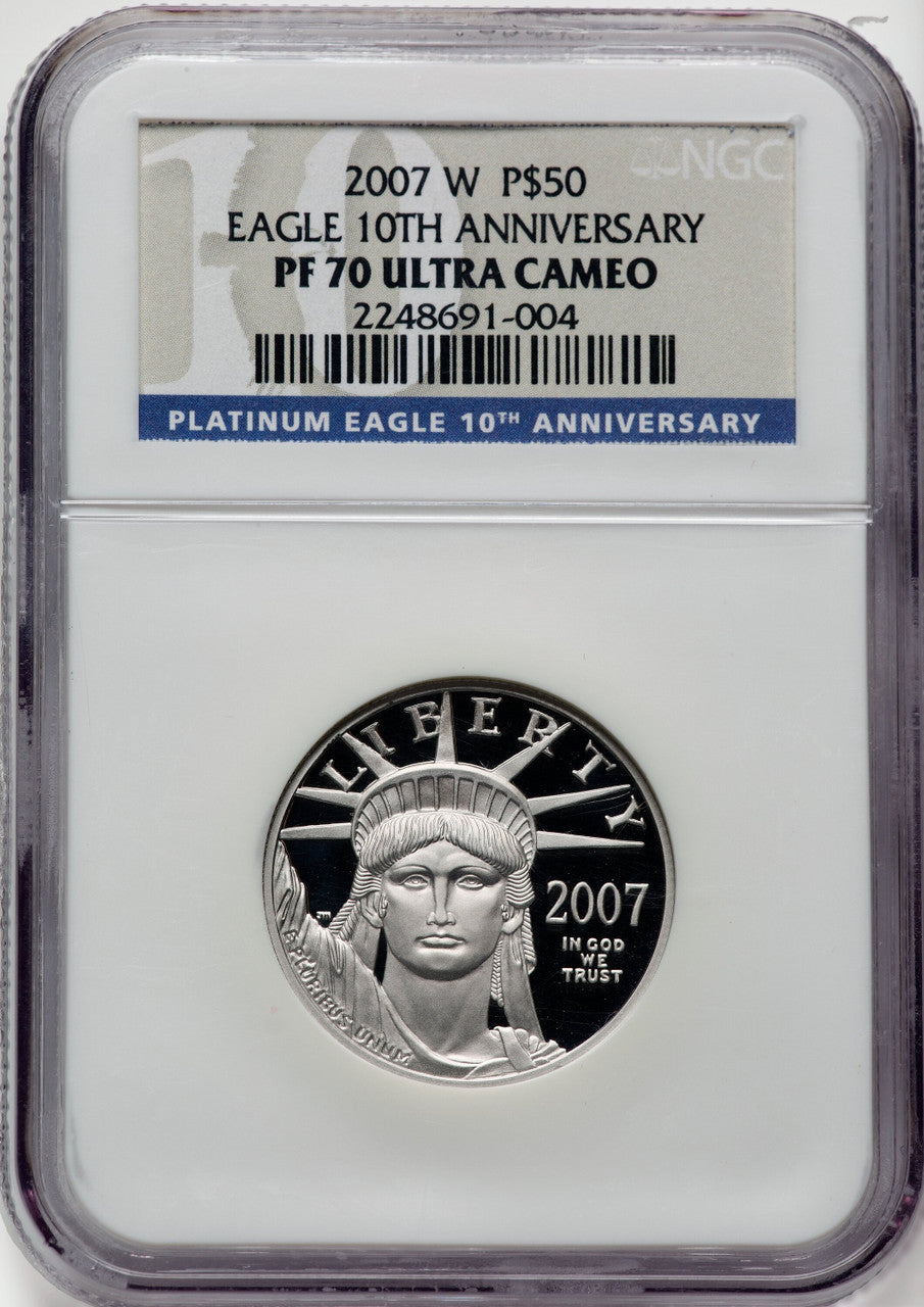 2007-W $50 Half-Ounce Platinum Eagle 10th Anniversary NGC PF70