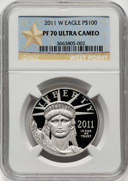 2011-W $100 One-Ounce Platinum Eagle Statue of Liberty DC NGC PF70