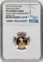 2016-W $5 Tenth-Ounce Gold Eagle 30th Anniversary First Strike NGC PF70