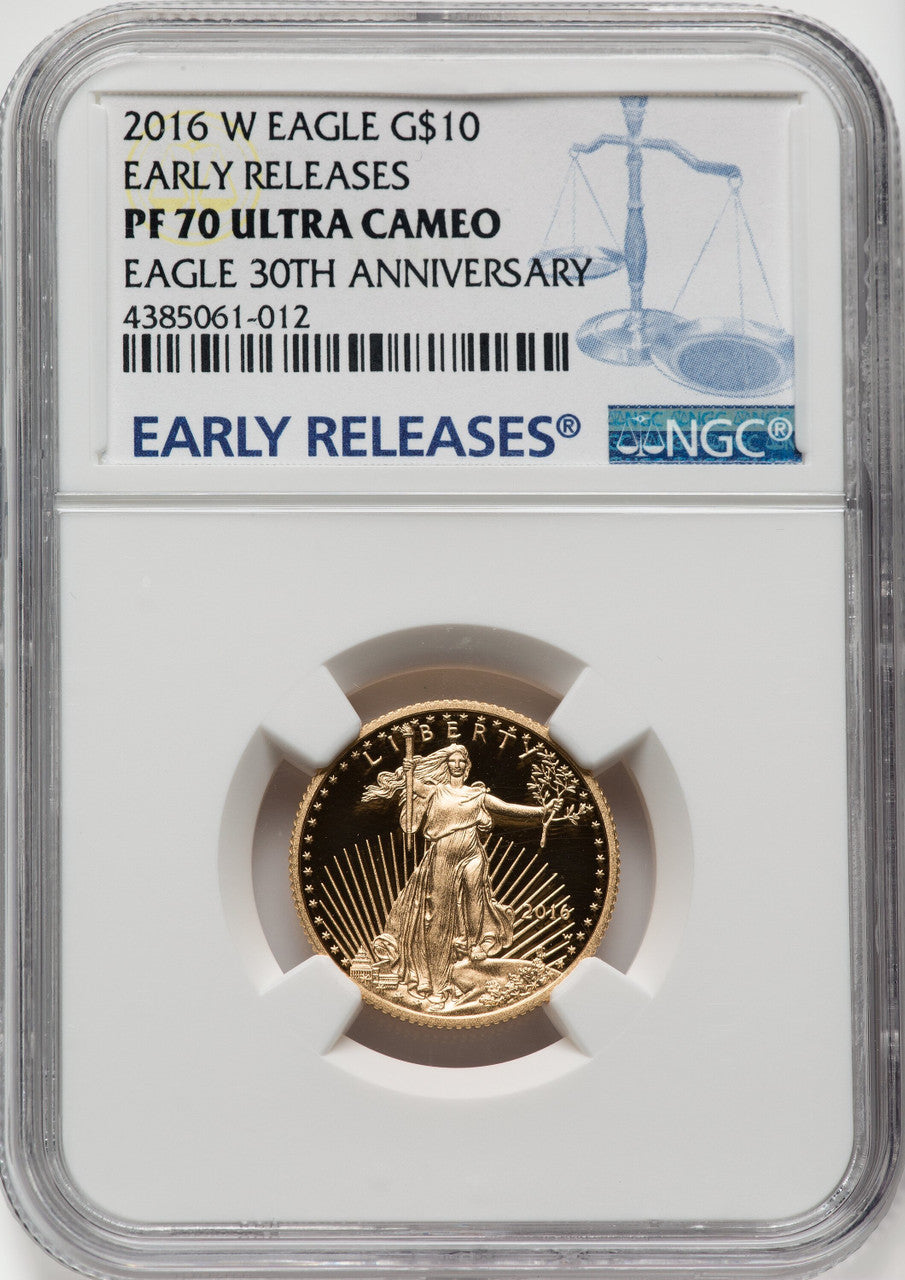 2016-W $10 Quarter-Ounce Gold Eagle 30th Anniversary First Strike NGC PF70