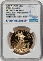 2016-W $50 One-Ounce Gold Eagle 30th Anniversary First Strike NGC PF70