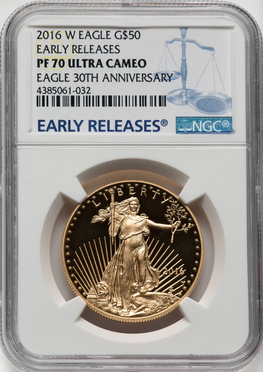 2016-W $50 One-Ounce Gold Eagle 30th Anniversary First Strike NGC PF70