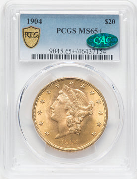 1904 $20 Liberty CAC Liberty Double Eagle PCGS MS65+