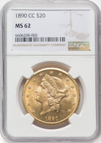 1890-CC $20 Liberty Double Eagle NGC MS62