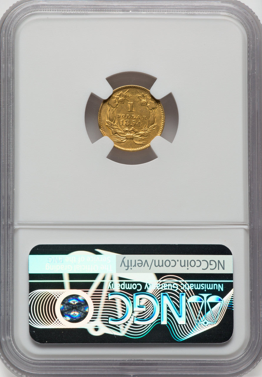 1854 G$1 Type Two Gold Dollar NGC AU55