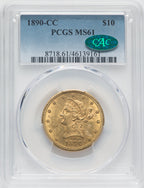 1890-CC $10 CAC Liberty Eagle PCGS MS61