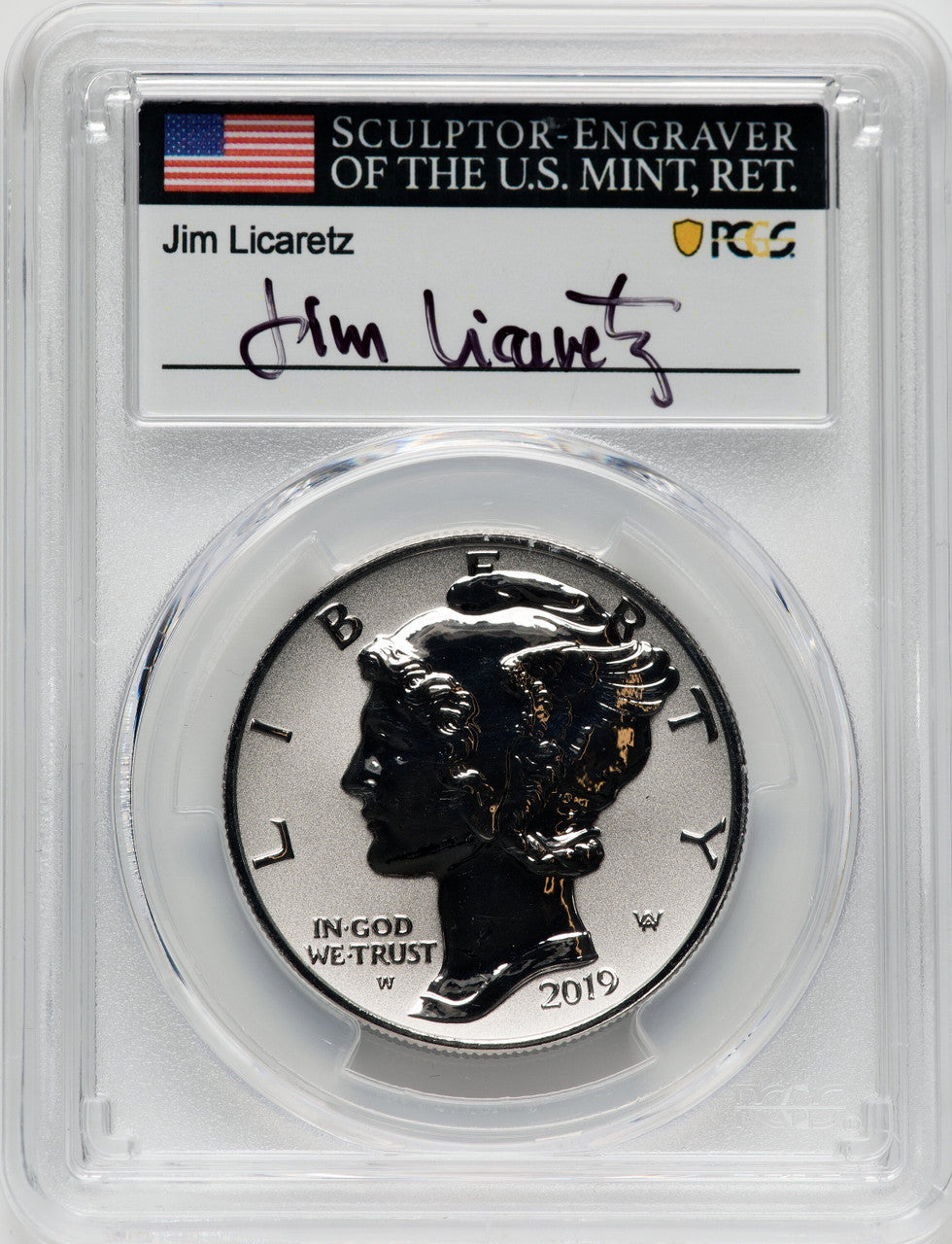 2019-W $25 Palladium Reverse Proof First Day of Issue PCGS PR70 Jim Licaretz