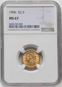 1906 $2.50 Liberty Quarter Eagle NGC MS67