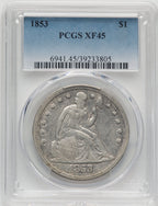 1853 S$1 Seated Dollar PCGS XF45