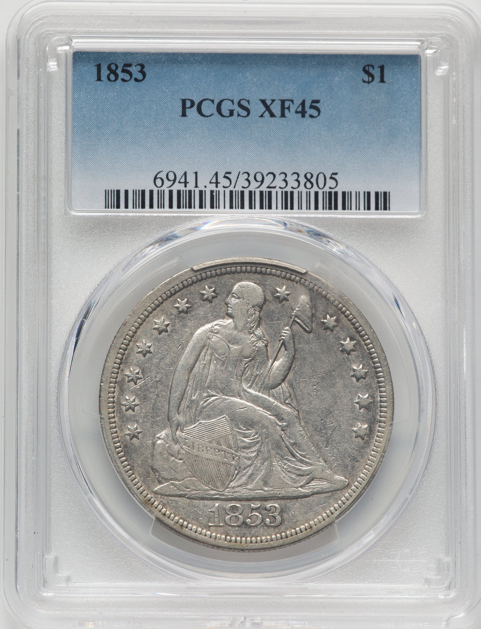 1853 S$1 Seated Dollar PCGS XF45