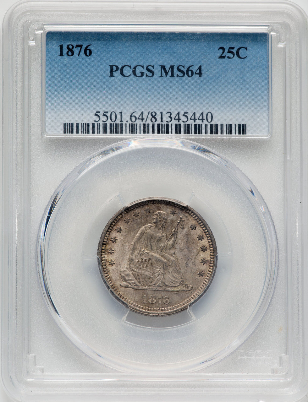 1876 25C Seated Quarter PCGS MS64