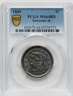 1849 1C N-20 BN Large Cent PCGS MS64