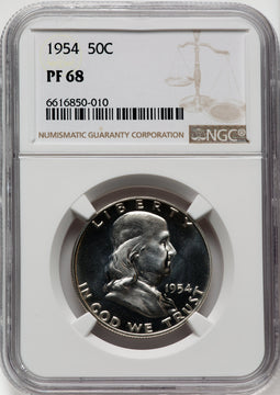 1954 50C Proof Franklin Half Dollar NGC PR68