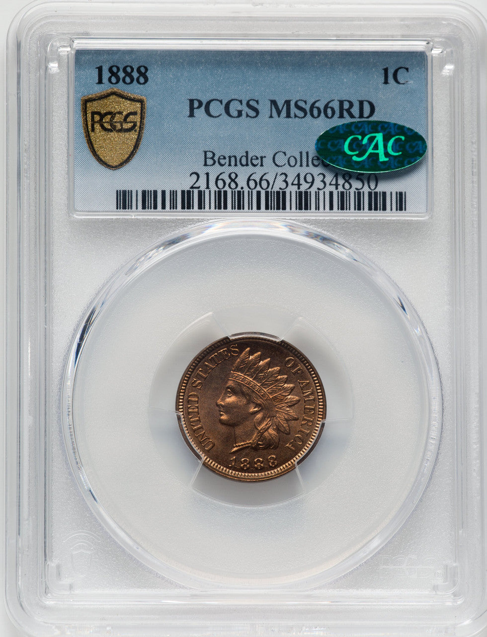 1888 1C Indian Cent PCGS MS66