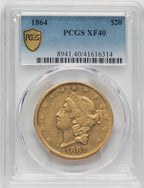 1864 $20 Liberty Double Eagle PCGS XF40