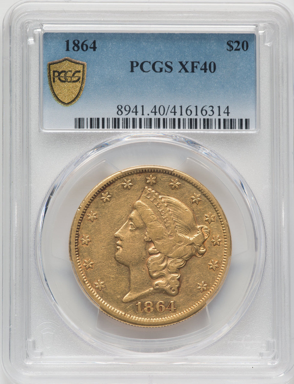 1864 $20 Liberty Double Eagle PCGS XF40
