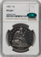 1857 S$1 CAC NGC Plus Proof Seated Dollar NGC PR63+