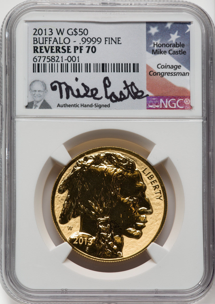 2013-W $50 One-Ounce Gold Buffalo Reverse Proof 100th Anniversary NGC PF70 Mike Castle