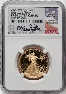 2022-W G$25 Half Ounce Gold Eagle FDI  NGC PF70 Mike Castle