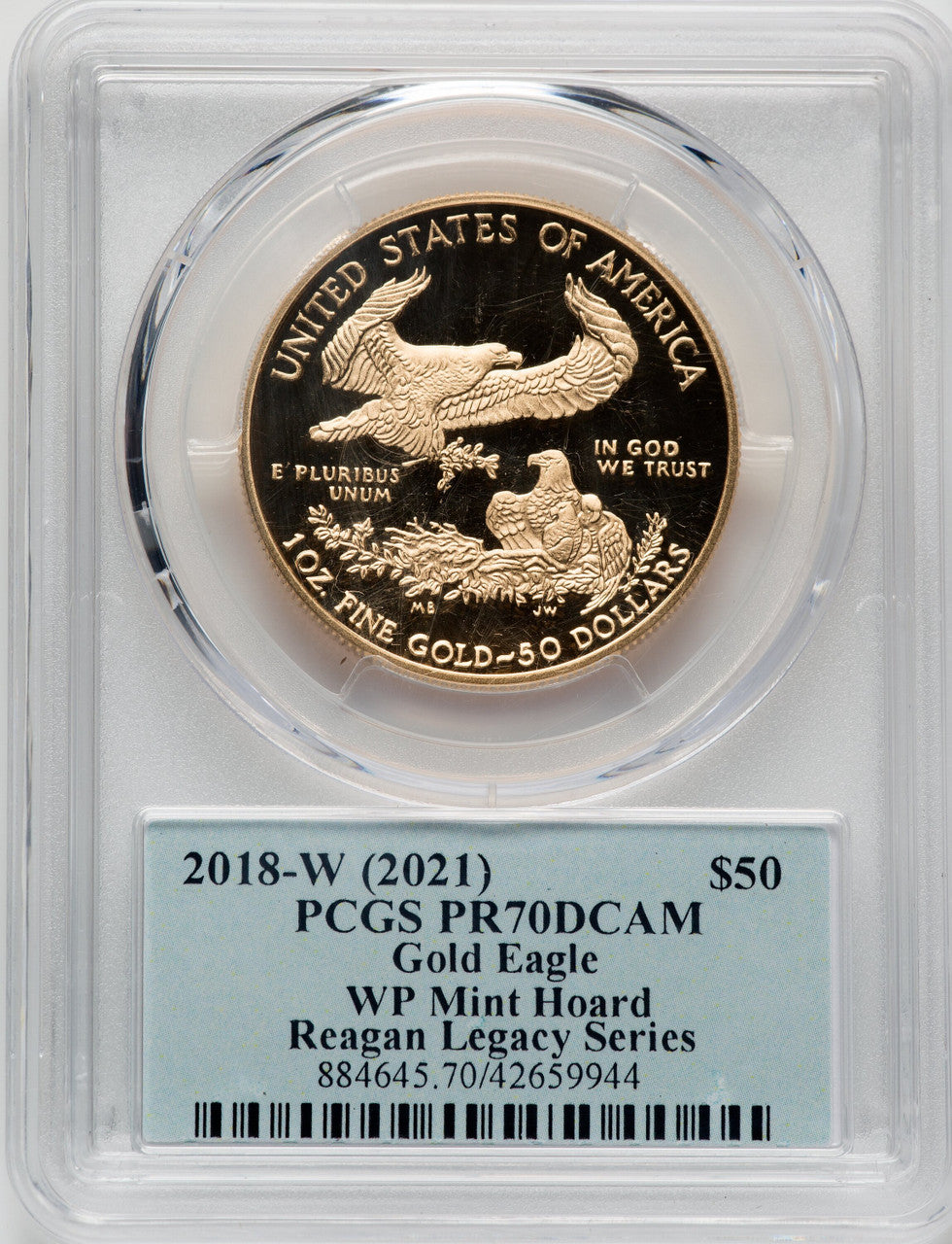 2018-W $50 One Ounce Gold Eagle PCGS PR70