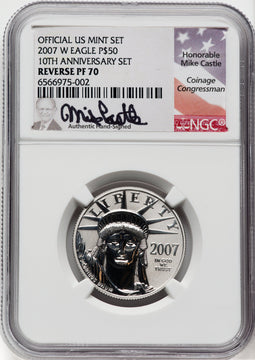 2007-W $50 Half-Ounce Platinum Eagle Reverse Proof PR NGC PF70