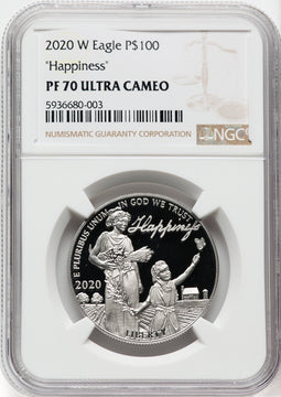 2020-W $100 One Ounce Platinum Eagle Happiness PRDC NGC PF70