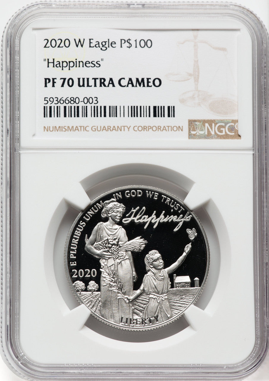2020-W $100 One Ounce Platinum Eagle Happiness PRDC NGC PF70