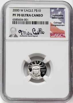 2000-W $10 Tenth-Ounce Platinum NGC PF70 Castle Signed