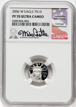 2006-W $10 Platinum Tenth-Ounce NGC PF70 Castle Signed
