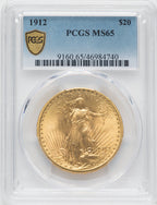 1912 $20 Saint-Gaudens Double Eagle PCGS MS65